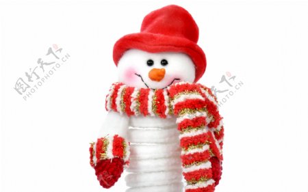 戴着红帽子围巾的雪人透明素材