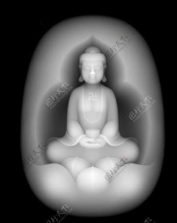 灰度图浮雕图佛教坐佛祖