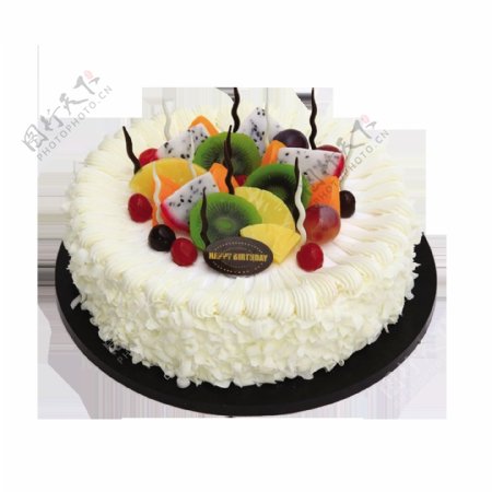 白色水果蛋糕PNG元素