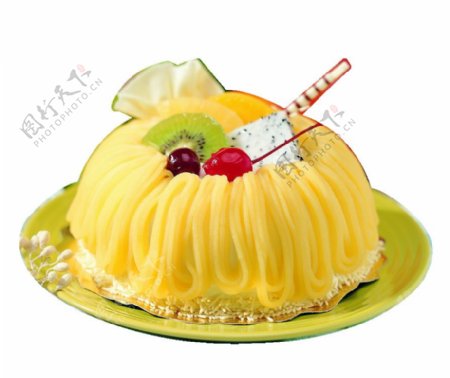 黄色水果蛋糕素材