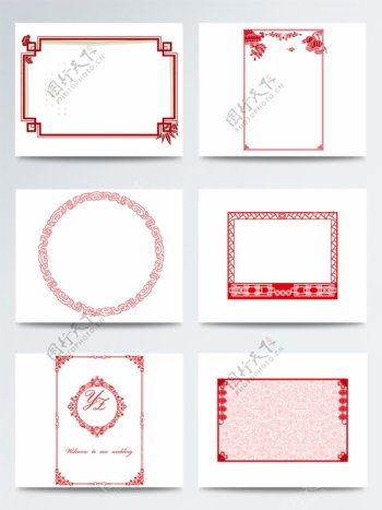 创意中国红剪纸边框素材