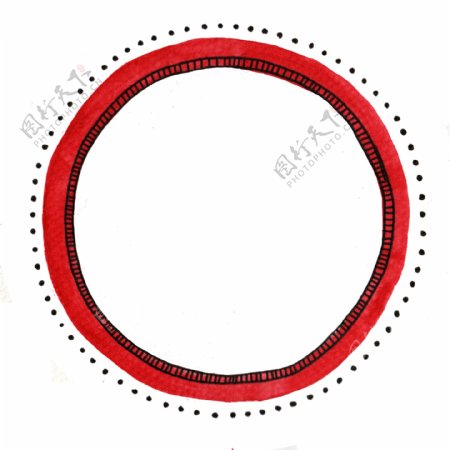 手绘红色圆圈波点装饰素材