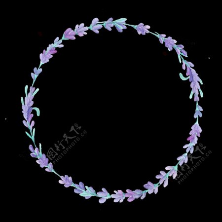 紫花花枝透明装饰素材