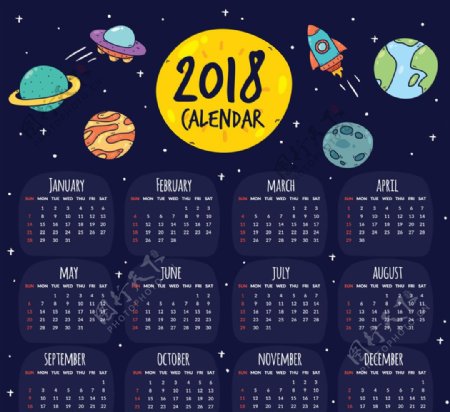 2018年彩绘宇宙元素年历