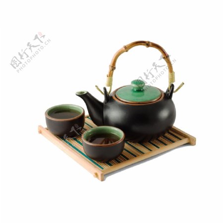 淡雅绿色茶具产品实物