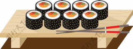 清新手绘日式寿司料理美食装饰元素