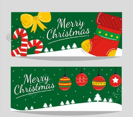 2款彩绘圣诞元素banner