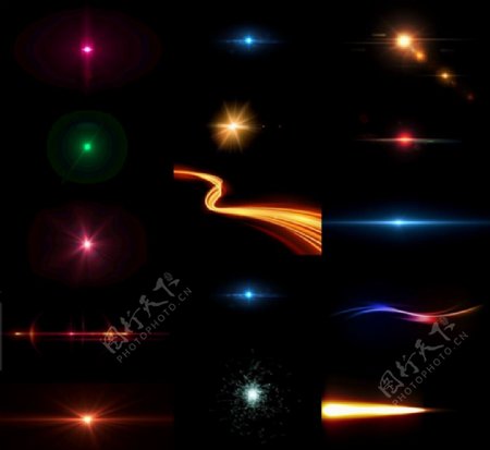 炫彩动感线条星光光效元素素材
