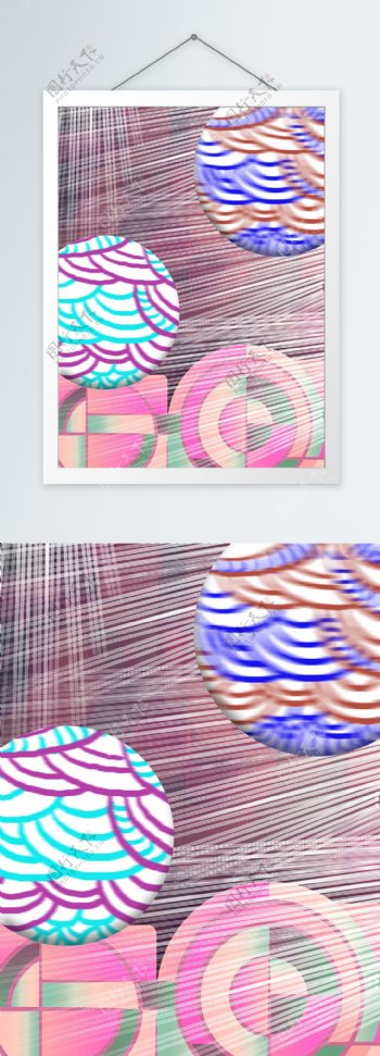 现代抽象紫色几何客厅装饰画