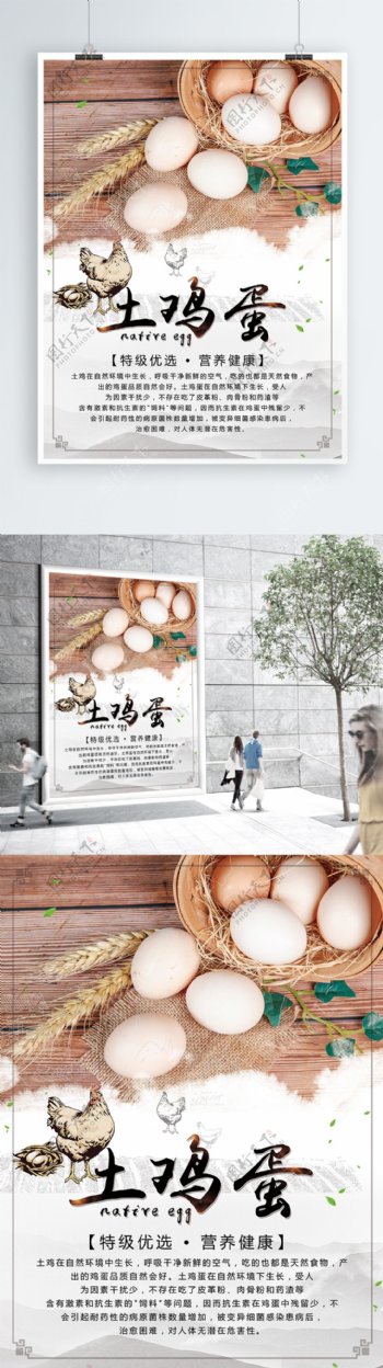 中国风创意土鸡蛋海报模板