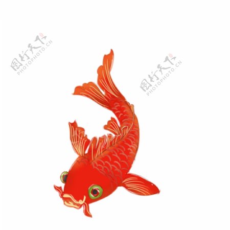 可商用红色喜庆手绘可爱中国风锦鲤装饰元素