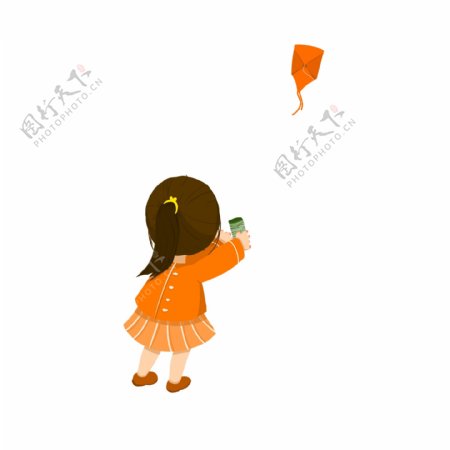 放风筝的小女孩卡通元素