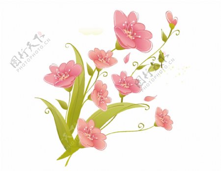 卡通粉色花朵元素