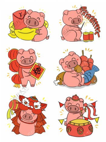 可爱卡通喜庆可商用新年猪猪套图