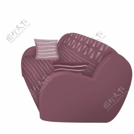 手绘紫色沙发设计可商用元素