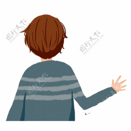 手绘穿毛衣的小男孩人物背影设计可商用元素