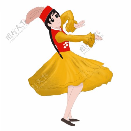 跳新疆舞的少女装饰元素