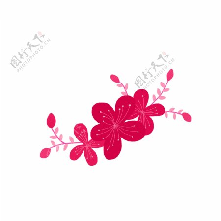 玫红色手绘花装饰商用素材