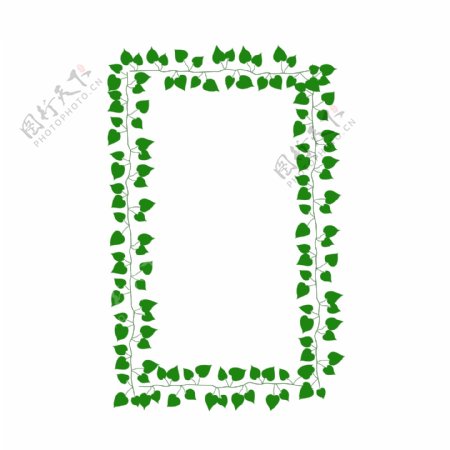 手绘扁平绿叶植物叶子边框免扣元素装饰图案