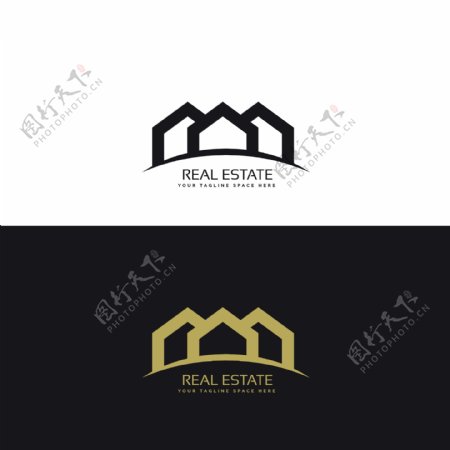 简单几何图形房子logo模板