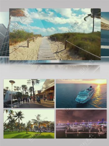 4k迈阿密度假旅游避暑城市海景城市景观