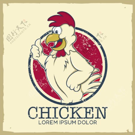 卡通公鸡标志logo模板