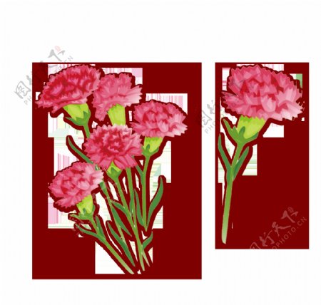 粉色浪漫康乃馨花朵装饰素材