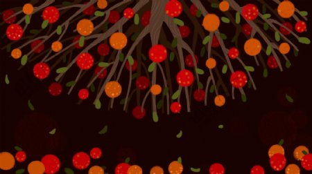 五彩秋季果树背景素材