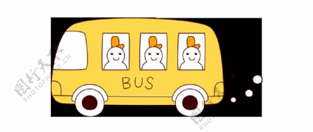 卡通黄色公交车png元素