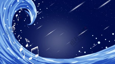 唯美流星巨浪音符banner背景素材