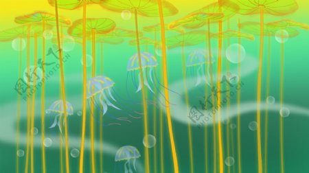 多彩海洋水母背景素材