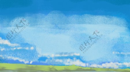 彩绘蓝天白云背景素材