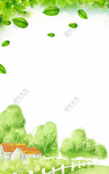 清新自然绿色植物叶子装饰元素
