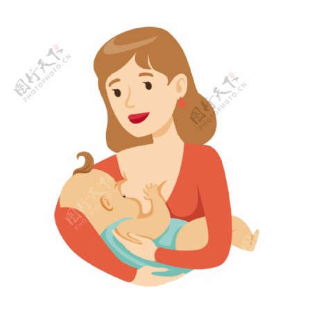 女性慕青母乳喂养婴儿