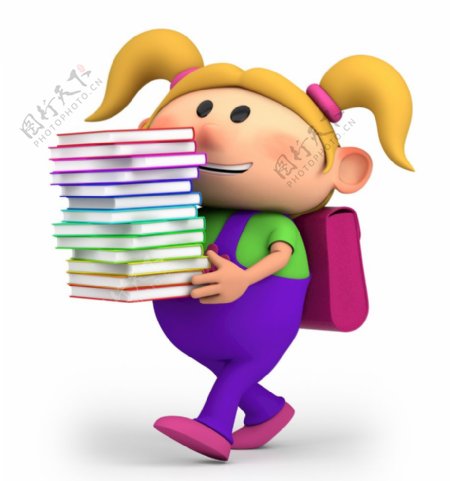 开学季卡通动漫抱着书本的女孩