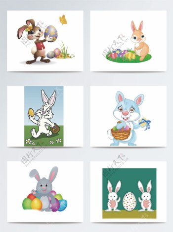 复活节兔子插画素材