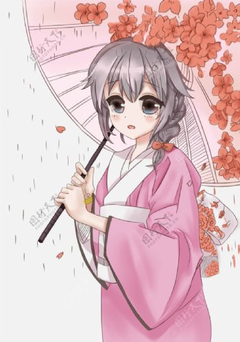 日式撑伞女孩