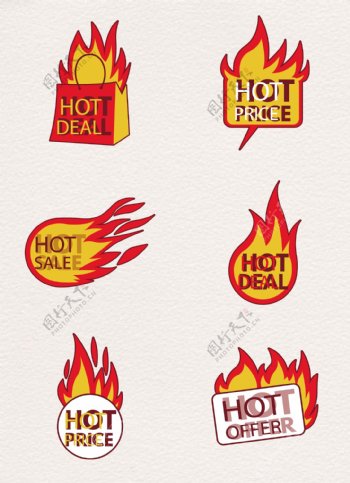 卡通火焰矢量热卖标签设计