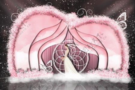 粉色圆形层次婚礼效果图