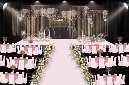 粉色婚礼仪式区效果图背景