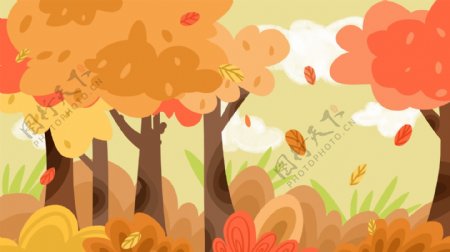 秋分节气枫树落叶背景设计