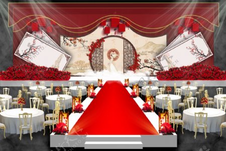 大气红色中式婚礼效果图