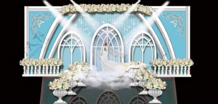蓝色城堡主题婚礼舞美效果图