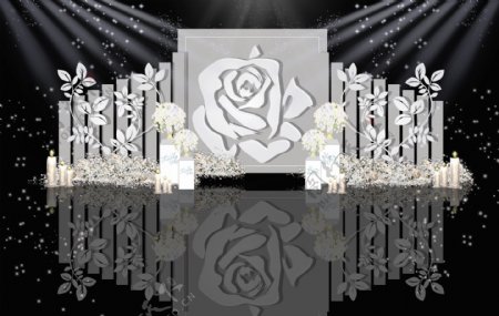 灰色系白玫瑰婚礼效果图