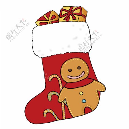装满礼物的姜饼小人圣诞袜