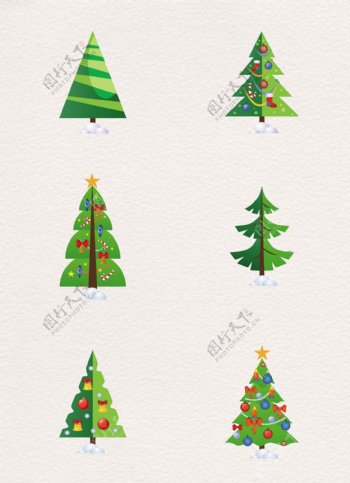一组圣诞节圣诞树eps装饰图案