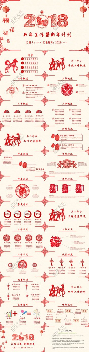 红色中国风新年开工计划PPT模板