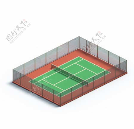 创意网球场高端等轴3D立体