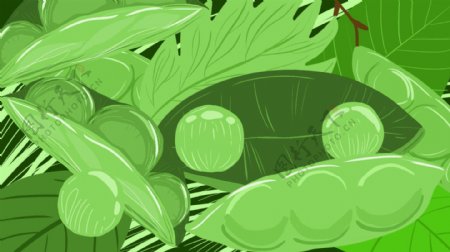 绿色豌豆清新卡通背景