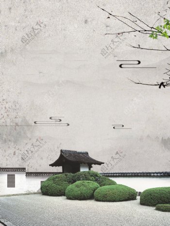 中国风水墨复古通用广告背景图